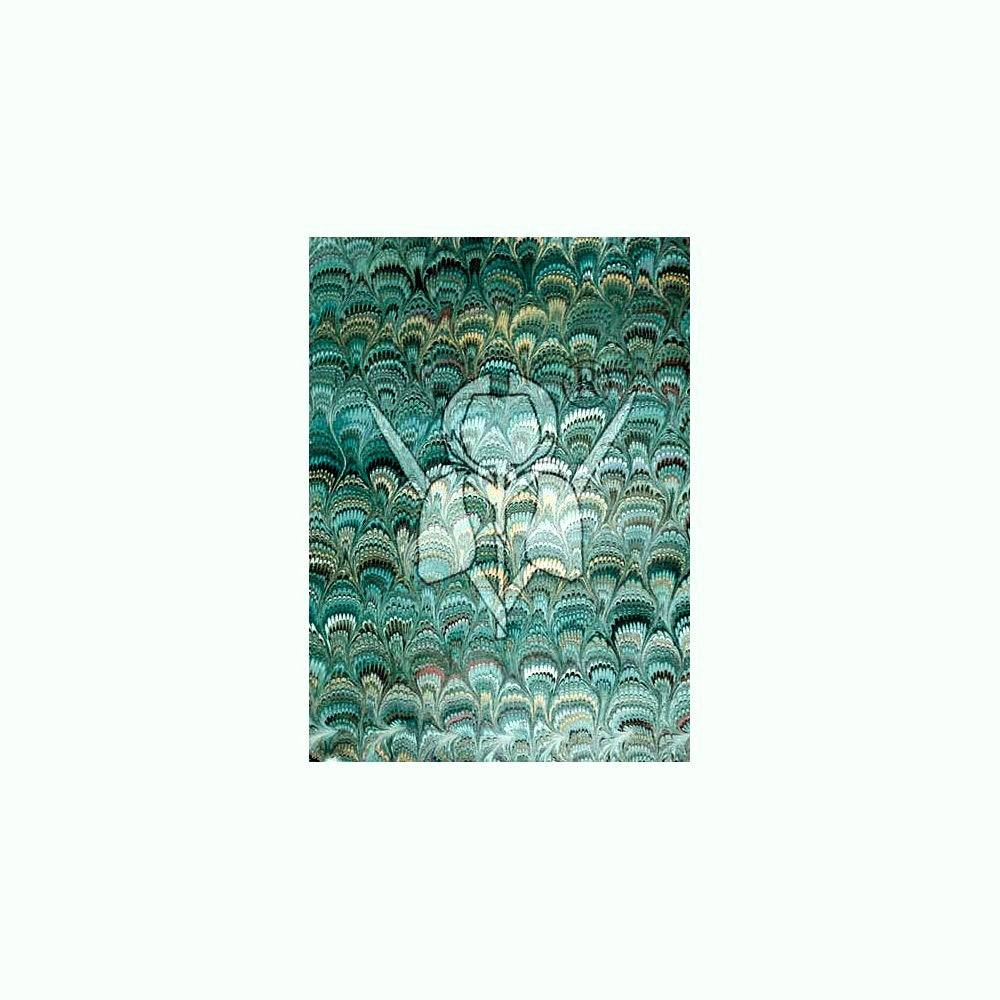 Green Peacock Marbled Paper