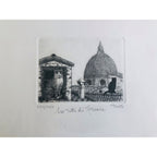 Original Florence Etching - Cats on the rooftop
