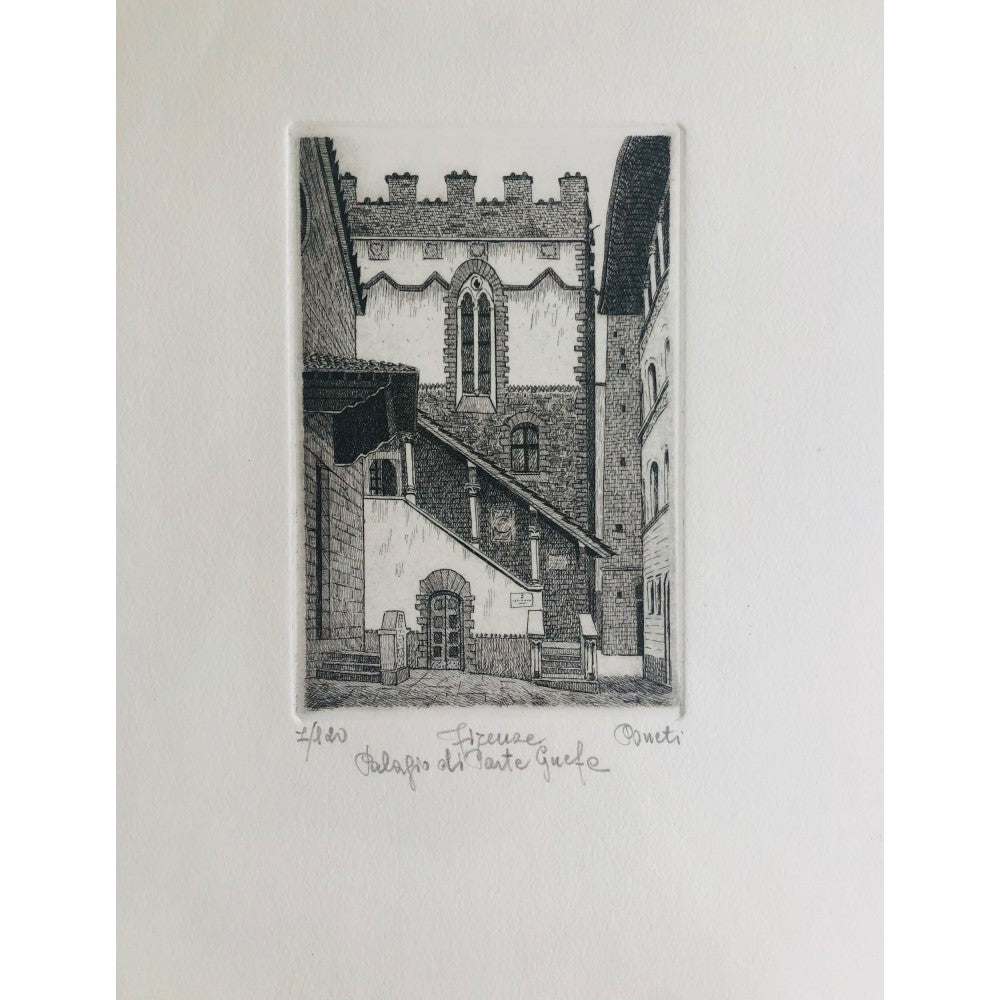 Original Florence Etching - Palagio di Parte Guelfe