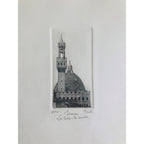 Original Florence Etching - Palazzo Vecchio and Il Duomo
