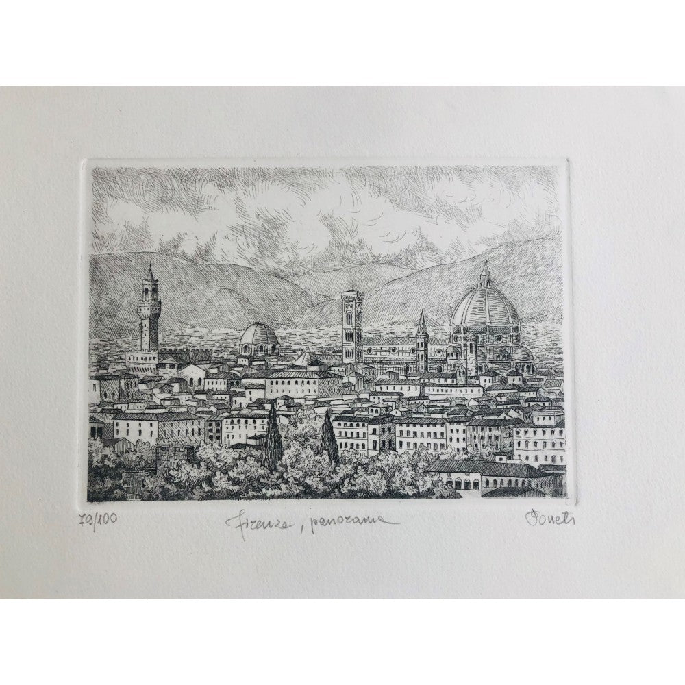Original Florence Etching - Panorama