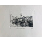 Original Florence Etching - Ponte Vecchio