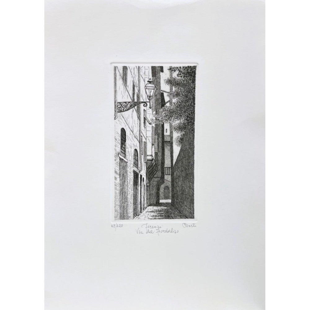 Original Florence Etching - Via del Fiordaliso