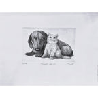 Original Italian Etching - Little Friends
