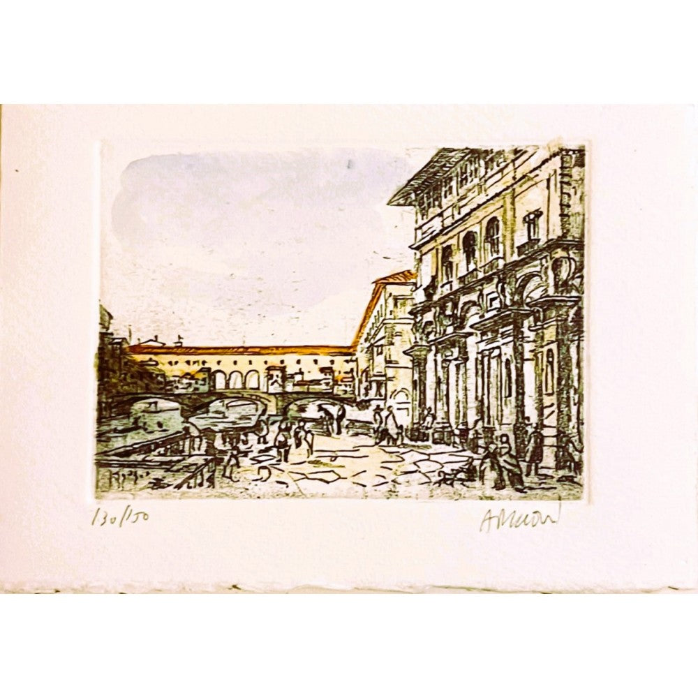 Original Ponte Vecchio Etching Card & Envelope