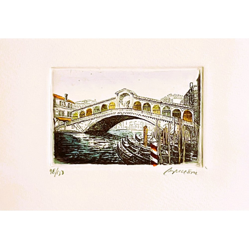 Original Rialto Bridge Etching Card & Envelope