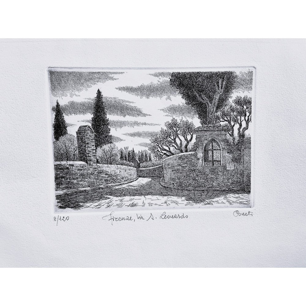 Original Tuscany Etching - Via San Leonardo