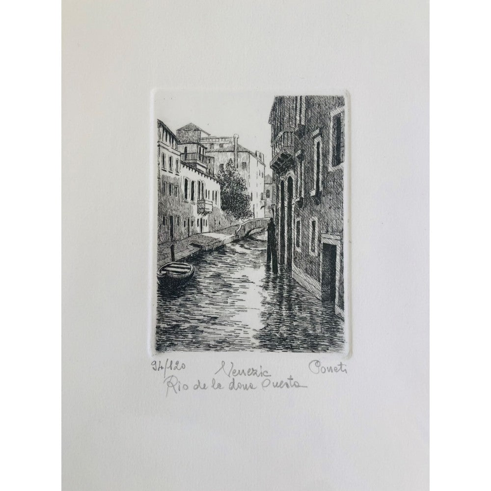 Original Venice Etching - Rio de la dona onesta