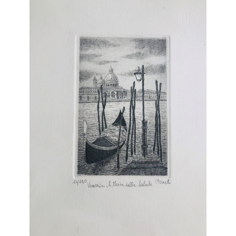 Original Venice Etching - Santa Maria della Salute