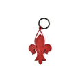 Red Fleur de Lys Leather Key Ring