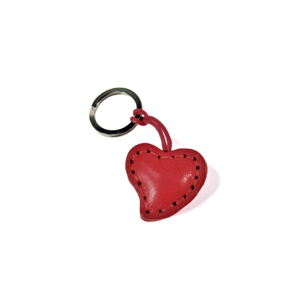 Red Heart Leather Key Ring