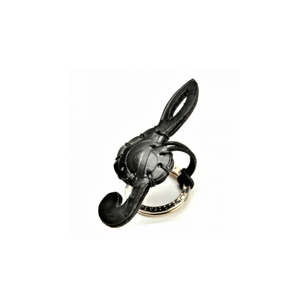 Treble Clef Leather Key Ring