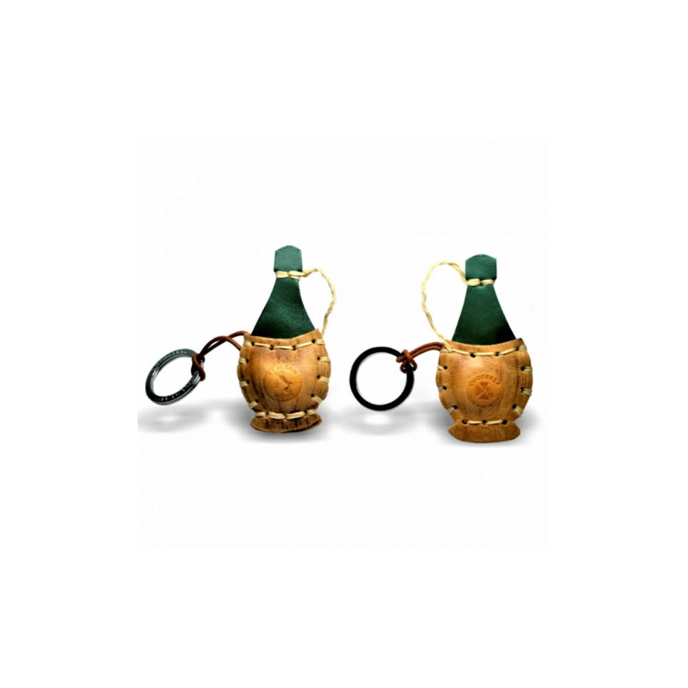 Chianti Wine Bottle Leather Key Ring